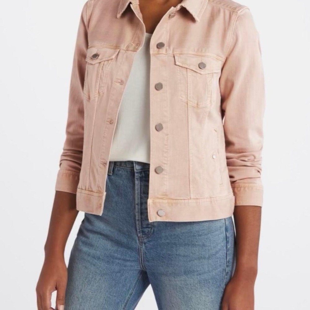 Liverpool Jacket Womens Medium Dawn Pink Denim Trucker Jean Coat